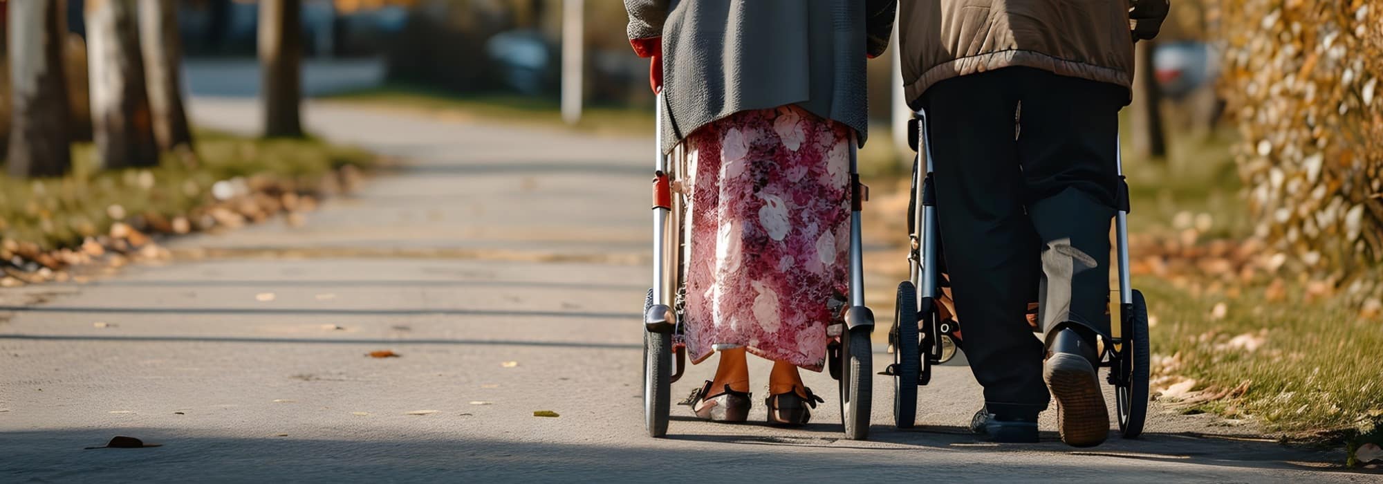 ancianos paseando por el parque
