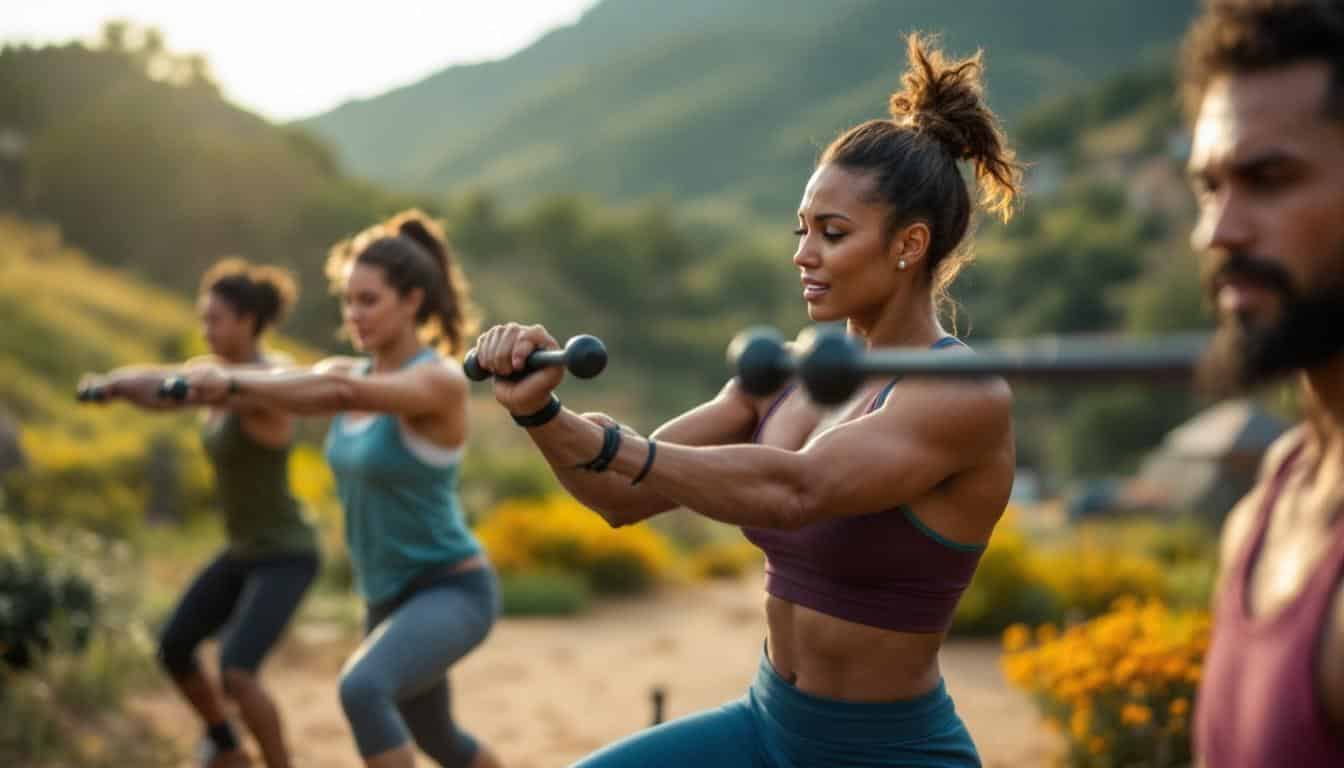 mujeres con barras de peso