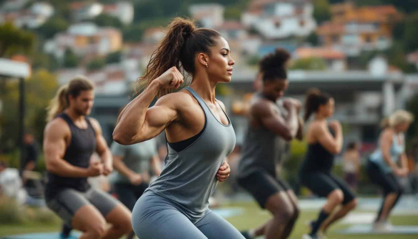 mujeres haciendo ejercicio en un jardin